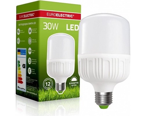 Лампочка EUROELECTRIC Plastic 30W E27 6500K 220V (LED-HP-30276(P))