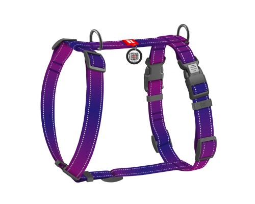 Шлея для собак WAUDOG Nylon Mono анатомічна H-подібна з QR паспортом, пластиковий фастекс, XL фіолетова (54599)