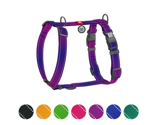 Шлея для собак WAUDOG Nylon Mono анатомічна H-подібна з QR паспортом, пластиковий фастекс, XL фіолетова (54599)