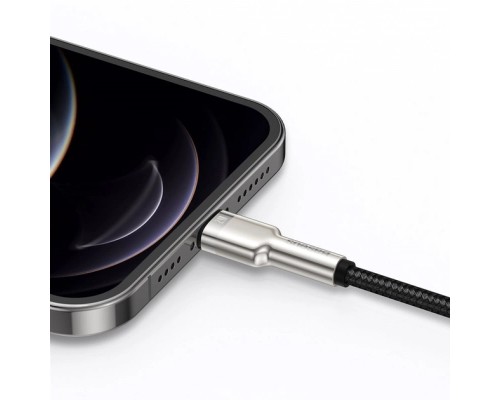 Дата кабель USB 2.0 AM to Lightning 1.0m Cafule Metal 2.4A black Baseus (CALJK-A01)
