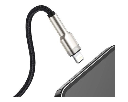 Дата кабель USB 2.0 AM to Lightning 1.0m Cafule Metal 2.4A black Baseus (CALJK-A01)