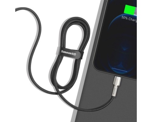 Дата кабель USB 2.0 AM to Lightning 1.0m Cafule Metal 2.4A black Baseus (CALJK-A01)