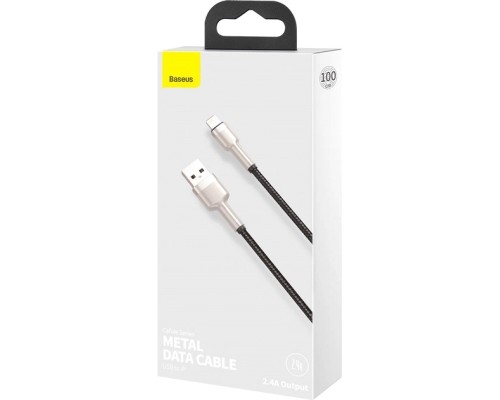Дата кабель USB 2.0 AM to Lightning 1.0m Cafule Metal 2.4A black Baseus (CALJK-A01)