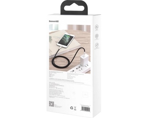Дата кабель USB 2.0 AM to Lightning 1.0m Cafule Metal 2.4A black Baseus (CALJK-A01)