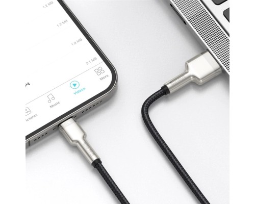 Дата кабель USB 2.0 AM to Lightning 1.0m Cafule Metal 2.4A black Baseus (CALJK-A01)