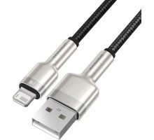 Дата кабель USB 2.0 AM to Lightning 1.0m Cafule Metal 2.4A black Baseus (CALJK-A01)