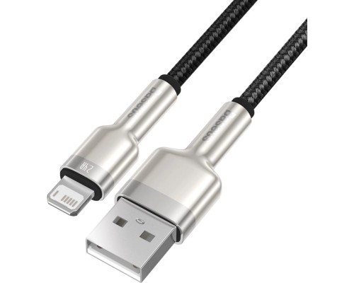 Дата кабель USB 2.0 AM to Lightning 1.0m Cafule Metal 2.4A black Baseus (CALJK-A01)