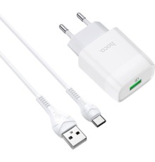 Зарядний пристрій HOCO C72Q Glorious USB QC3.0 + cable USB to USB-C 18W White (6931474732552)