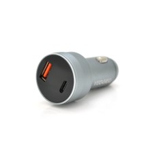 Зарядний пристрій VEGGIEG USB QC3.0 + USB-C PD 3.1A digital display silver (QC-C200)