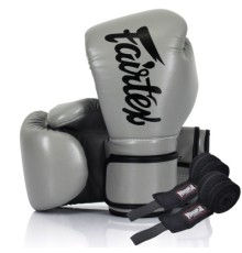 Боксерські рукавички Fairtex BGV14 Grey 12 унцій (бинти в комплекті) (BGV14_12oz_Grey)