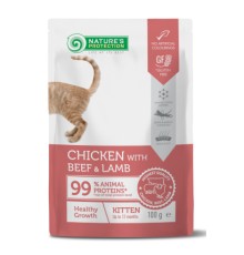 Вологий корм для кішок Nature's Protection Kitten Healthy Growth Chicken Beef & Lamb 100 г (NPUPF63658)