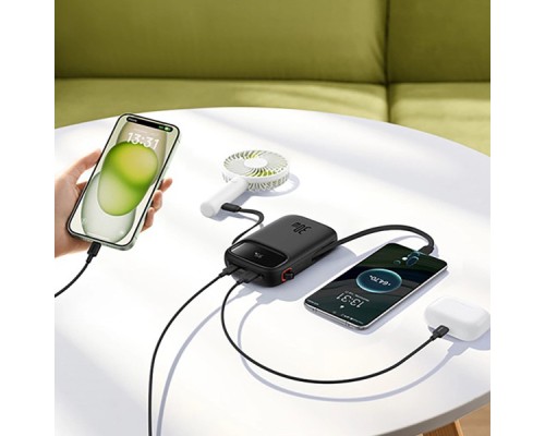 Батарея універсальна Baseus 10000mAh Qpow 2 30W PD/3.0, QC/3.0, w/built-in USB-C cable, Black (P10055008113)