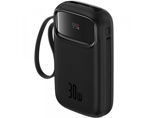 Батарея універсальна Baseus 10000mAh Qpow 2 30W PD/3.0, QC/3.0, w/built-in USB-C cable, Black (P10055008113)