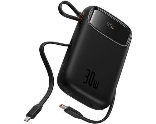 Батарея універсальна Baseus 10000mAh Qpow 2 30W PD/3.0, QC/3.0, w/built-in USB-C cable, Black (P10055008113)