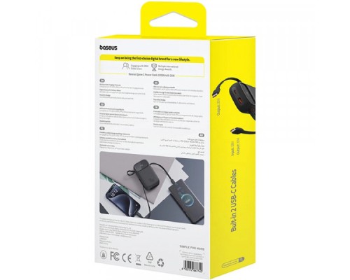 Батарея універсальна Baseus 10000mAh Qpow 2 30W PD/3.0, QC/3.0, w/built-in USB-C cable, Black (P10055008113)