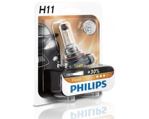 Автолампа Philips H11 Vision, 3200K, 1шт (12362PRB1)