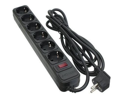 Мережевий фільтр живлення Patron 3.0 m3*1.5mm2 (SP-1663) 6 розеток BLACK (EXT-PN-SP-1663)