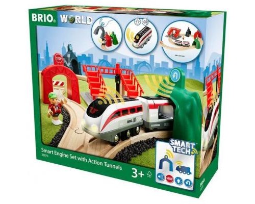 Залізниця Brio World Smart Tech с потягом і тонелями (33873)