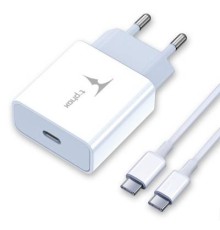 Зарядний пристрій T-Phox PD 18W Charger + Type-C-C 60W cable 1m (White) (T-P01(W)+Type-C)