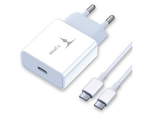Зарядний пристрій T-Phox PD 18W Charger + Type-C-C 60W cable 1m (White) (T-P01(W)+Type-C)