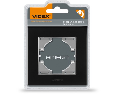 Рамка Videx BINERA чорне скло одинарна (VF-BNFRG1H-B)