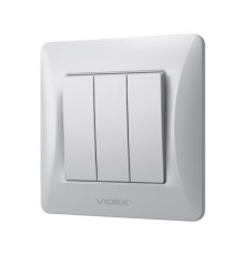Вимикач Videx BINERA 3кл срібний шовк (VF-BNSW3-SS)