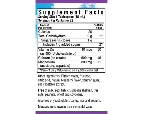 Вітамінно-мінеральний комплекс Bluebonnet Nutrition Рідкий Кальцій Цитрат Магнію + Вітамін D3, Смак ягід, 16ж (BLB-00696)
