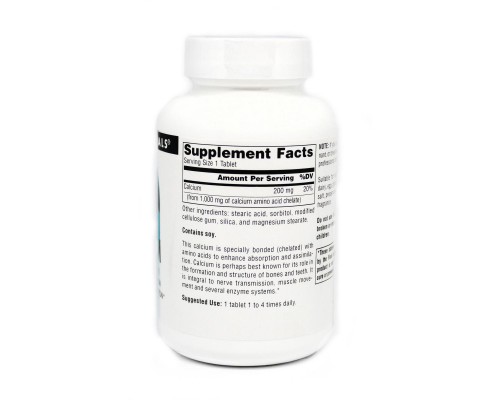 Мінерали Source Naturals Кальцій в амінокислотний хелати, 250 таблеток (SNS-00302)