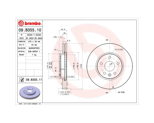 Гальмівний диск Brembo 09.B355.10