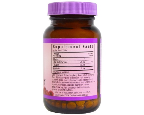 Амінокислота Bluebonnet Nutrition Мелатонін, Melatonin, 1 мг, EarthSweet, Малиновий Смак, 120 (BLB0991) 