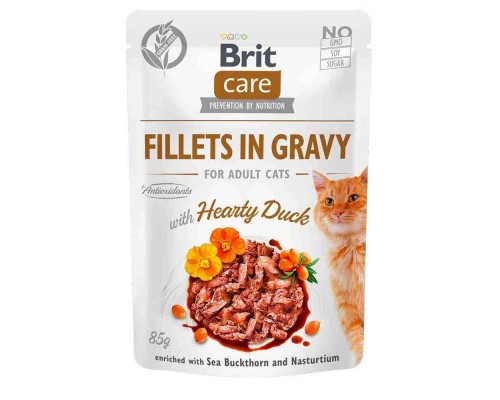 Вологий корм для кішок Brit Care Cat pouch 85 г (філе качки у соусі) (8595602540518)