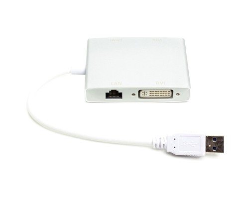 Перехідник USB 3.0 to HDMI, DVI, VGA, RJ45 Gigabit Ethernet PowerPlant (CA912087)