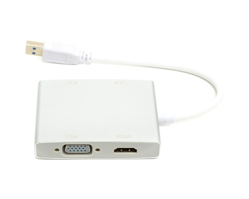 Перехідник USB 3.0 to HDMI, DVI, VGA, RJ45 Gigabit Ethernet PowerPlant (CA912087)