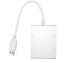 Перехідник USB 3.0 to HDMI, DVI, VGA, RJ45 Gigabit Ethernet PowerPlant (CA912087)