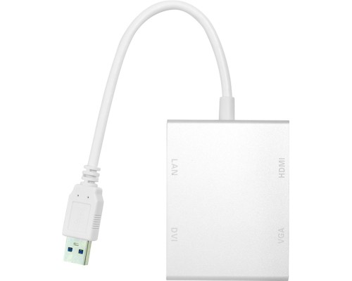 Перехідник USB 3.0 to HDMI, DVI, VGA, RJ45 Gigabit Ethernet PowerPlant (CA912087)