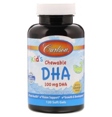 Жирні кислоти Carlson Риб'ячий жир (DHA) для Дітей, Смак Апельсина, Kid's Chewable (CAR-01571)