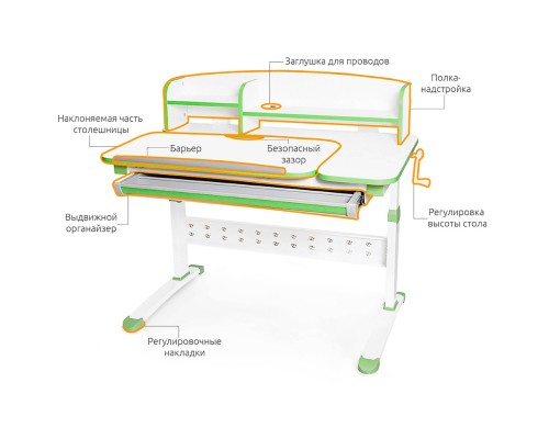 Парта Evo-kids Martin Green (Evo-430 WZ з полицею)