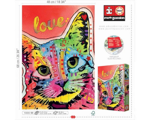 Пазл Educa Tilt Cat Love, Дин Руссо 1000 елементів (6337235)