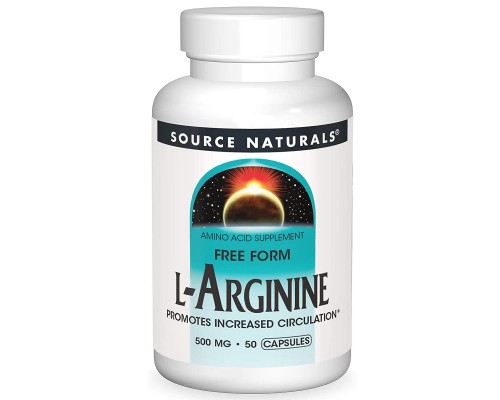 Амінокислота Source Naturals L-Аргінін 500мг, L-Arginine, 50 капсул (SN1686)