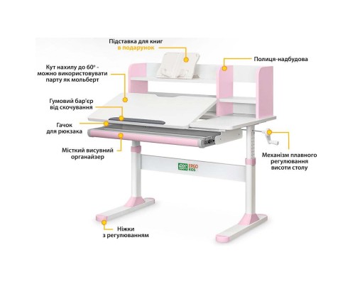 Парта ErgoKids TH-330 Pink (TH-330 W/PN)
