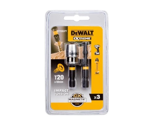 Набір біт DeWALT IMPACT TORSION, ударні, T20, L=50 мм, 2 шт + магнітний тримач (DT70537T)