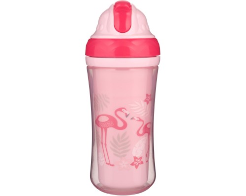 Поїльник-непроливайка Canpol babies Фламінго подвійна стінка із силіконовою трубочкою 260 мл (74/050)