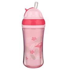 Поїльник-непроливайка Canpol babies Фламінго подвійна стінка із силіконовою трубочкою 260 мл (74/050)