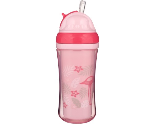 Поїльник-непроливайка Canpol babies Фламінго подвійна стінка із силіконовою трубочкою 260 мл (74/050)