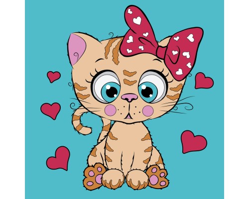 Картина по номерам Santi Рудий котик 25*25 см неонові фарби (954600)