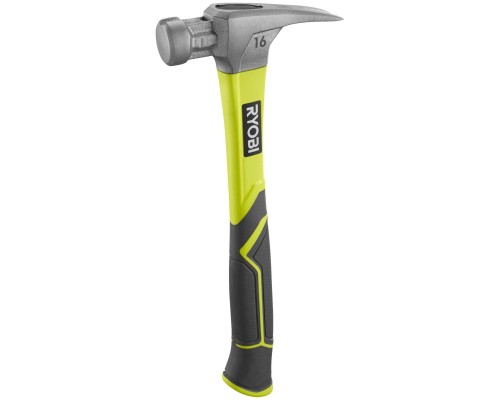 Молоток Ryobi RH16FSS, 450г, рукоятка зі скловолокна, цвяходер, магнітний тримач (5132005333)