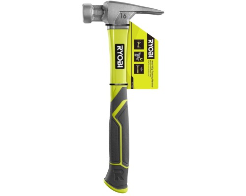 Молоток Ryobi RH16FSS, 450г, рукоятка зі скловолокна, цвяходер, магнітний тримач (5132005333)