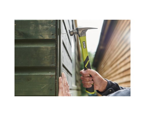 Молоток Ryobi RH16FSS, 450г, рукоятка зі скловолокна, цвяходер, магнітний тримач (5132005333)