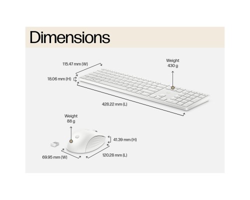Комплект HP 650 Wireless UA White (4R016AA)