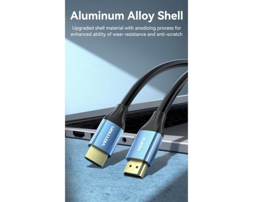 Кабель мультимедійний HDMI to HDMI 5.0m V2.0 4K 60Hz Aluminum Alloy Blue Vention (ALHSJ)